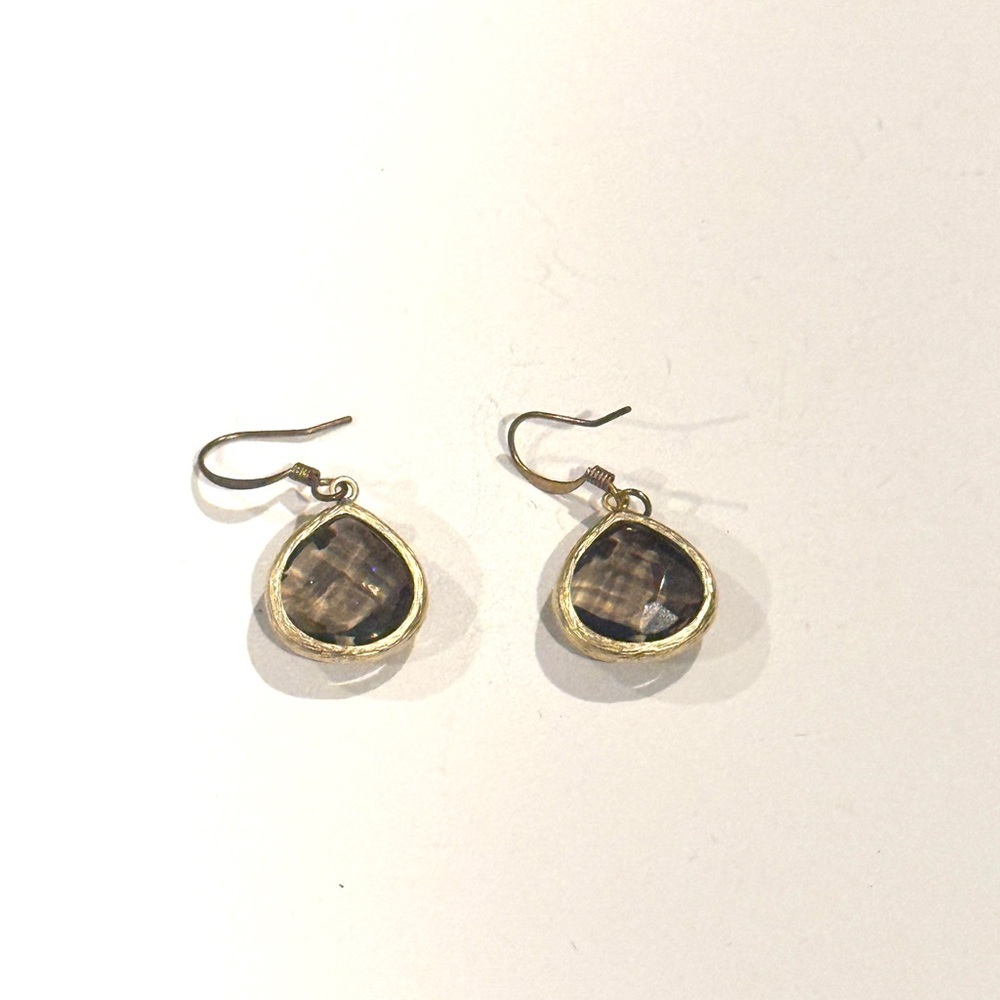 Elegant Gold And Brown Drop Earrings